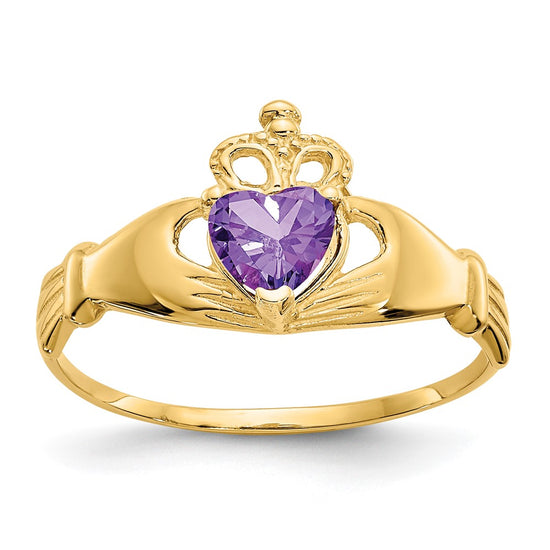 CZ Birthstone Claddagh Heart Ring