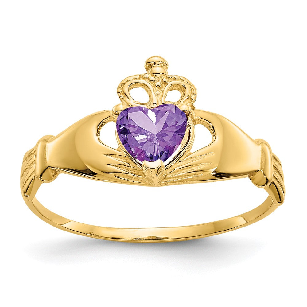 CZ Birthstone Claddagh Heart Ring