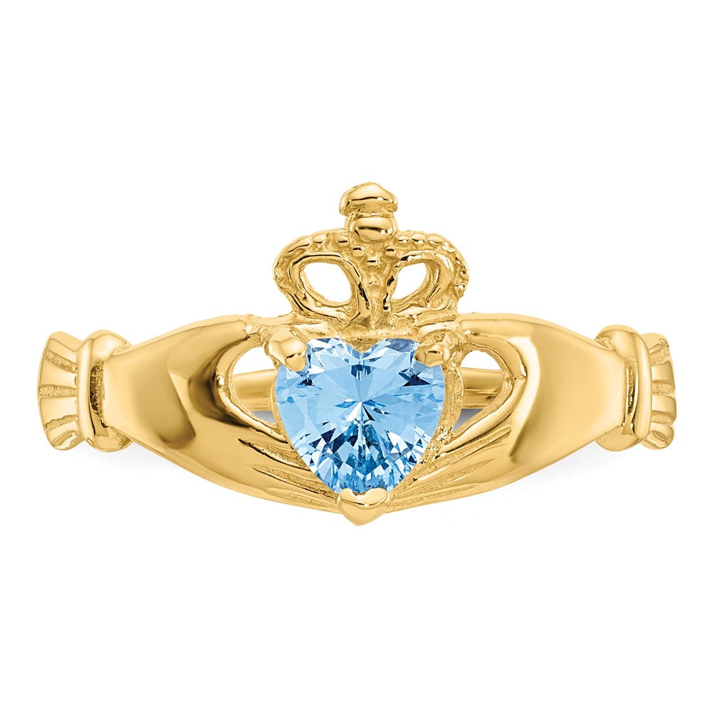 CZ Birthstone Claddagh Heart Ring