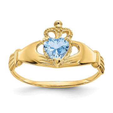 CZ Birthstone Claddagh Heart Ring