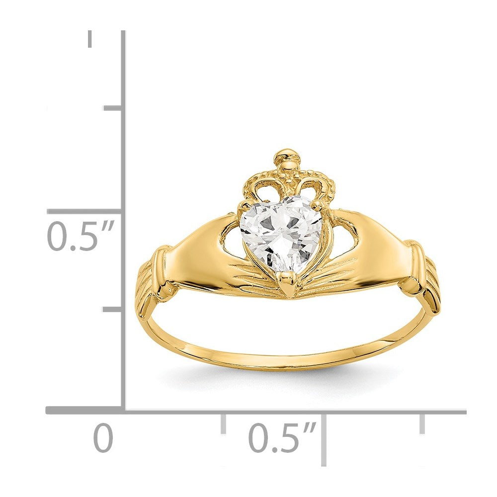 CZ Birthstone Claddagh Heart Ring