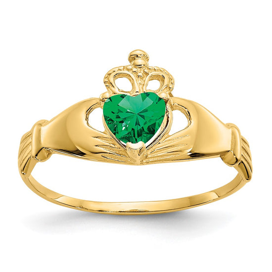 CZ Birthstone Claddagh Heart Ring
