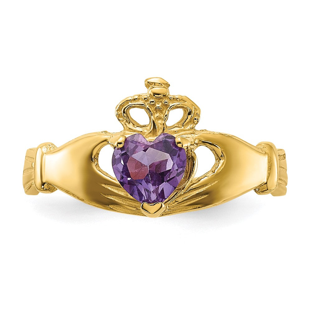 CZ Birthstone Claddagh Heart Ring