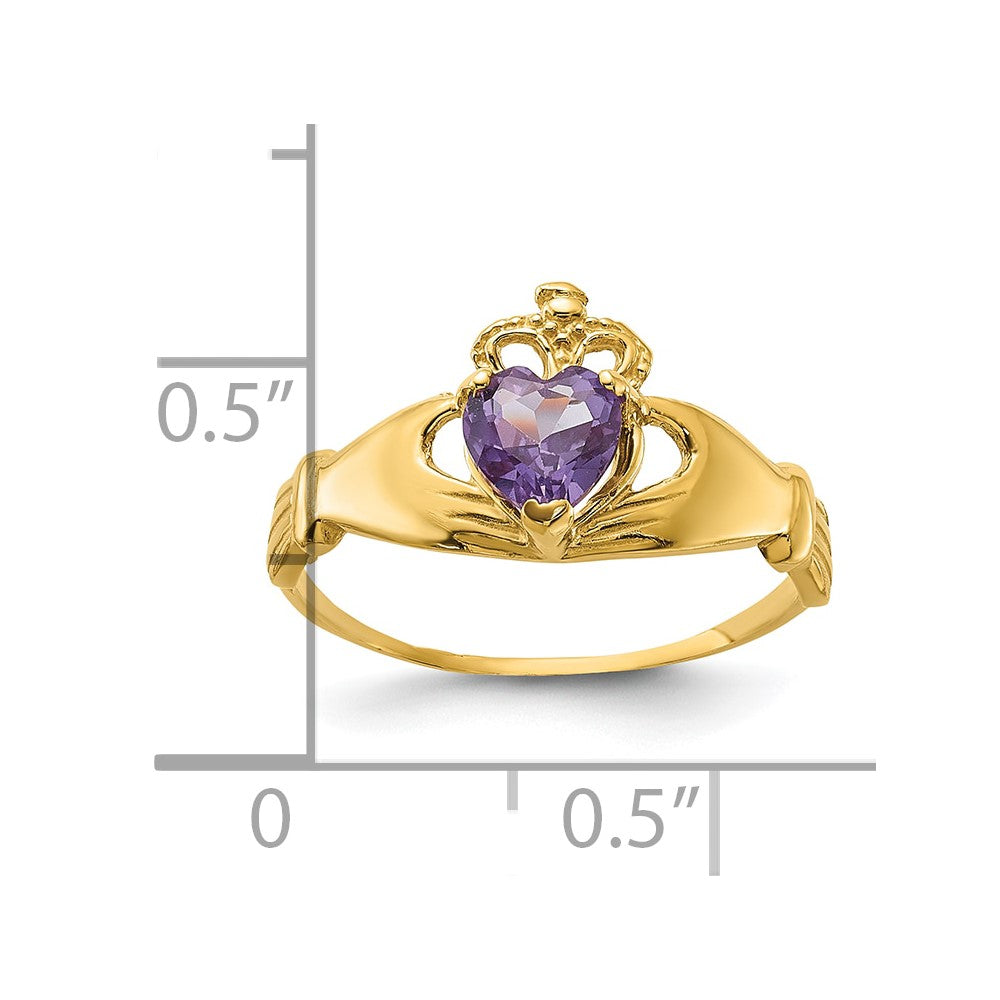 CZ Birthstone Claddagh Heart Ring
