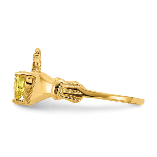 CZ Birthstone Claddagh Heart Ring