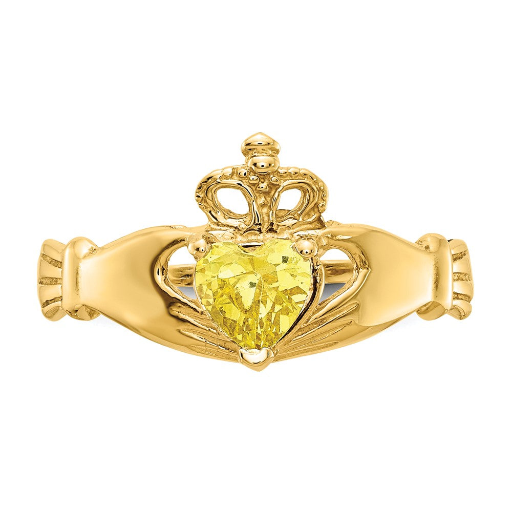 CZ Birthstone Claddagh Heart Ring