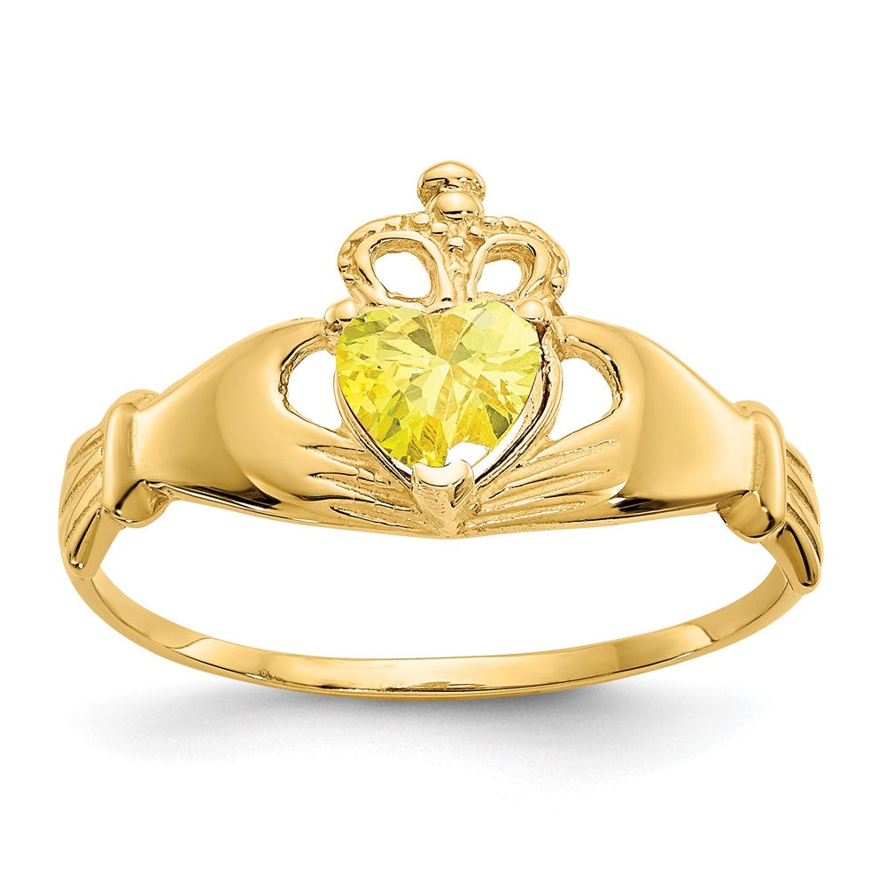 CZ Birthstone Claddagh Heart Ring