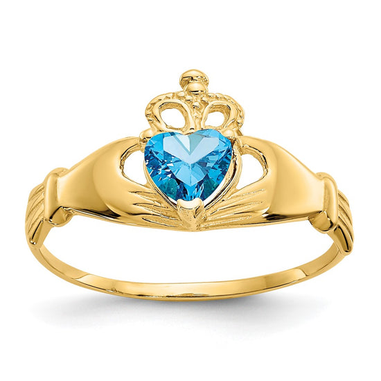 CZ Birthstone Claddagh Heart Ring