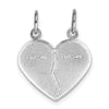 14k White Gold DAUGHTER-MOM 2-Piece Break-apart Heart Charm