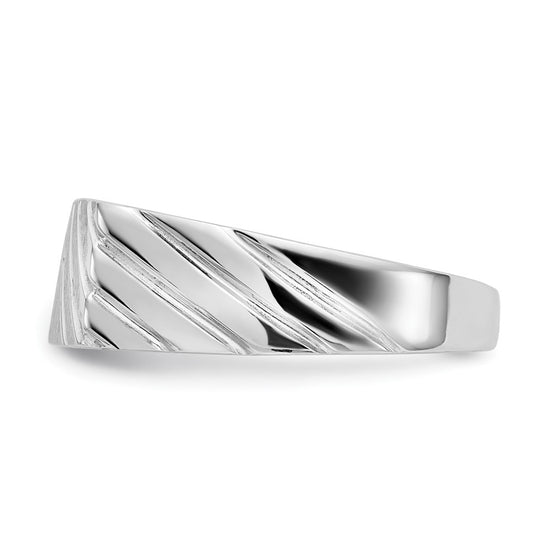 14k White Gold 16.5x7.5mm Open Back Mens Signet Ring