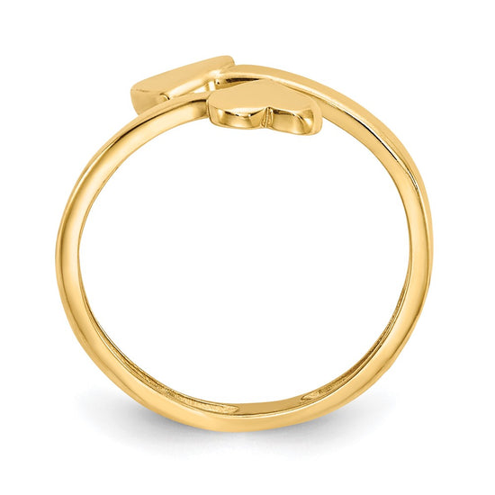 Gold Polished Bypass Heart Toe Ring