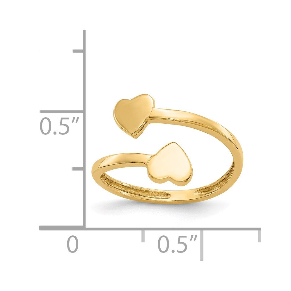 Gold Polished Bypass Heart Toe Ring