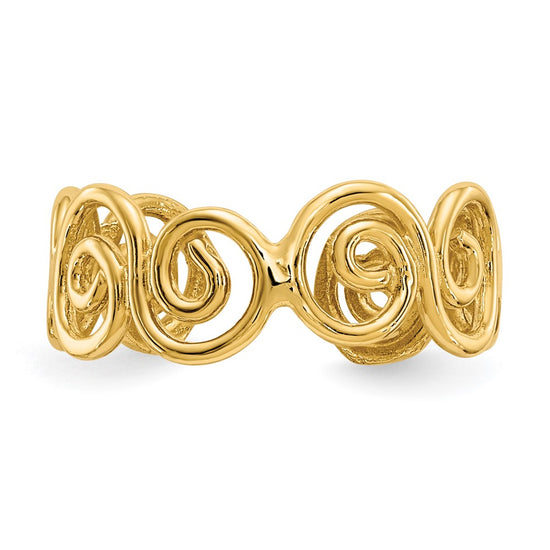 Gold Polished Swirl Toe Rings