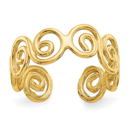 Gold Polished Swirl Toe Rings