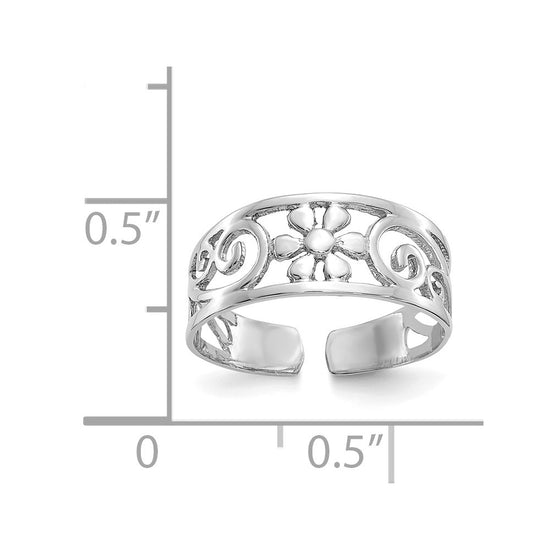 Gold Polished Flower Toe Ring