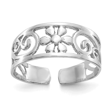 Gold Polished Flower Toe Ring