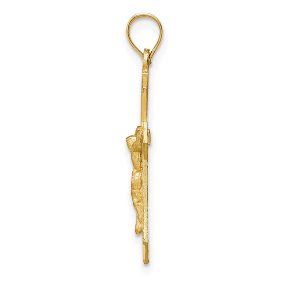 14k Satin Diamond-cut Crucifix Charm