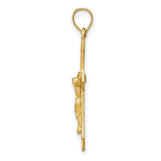 14k Satin Diamond-cut Crucifix Charm