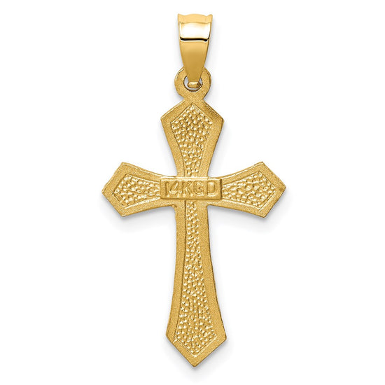 14k Satin Diamond-cut Crucifix Charm