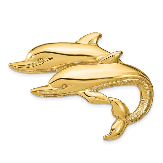 14k Large Double Dolphins Omega Slide