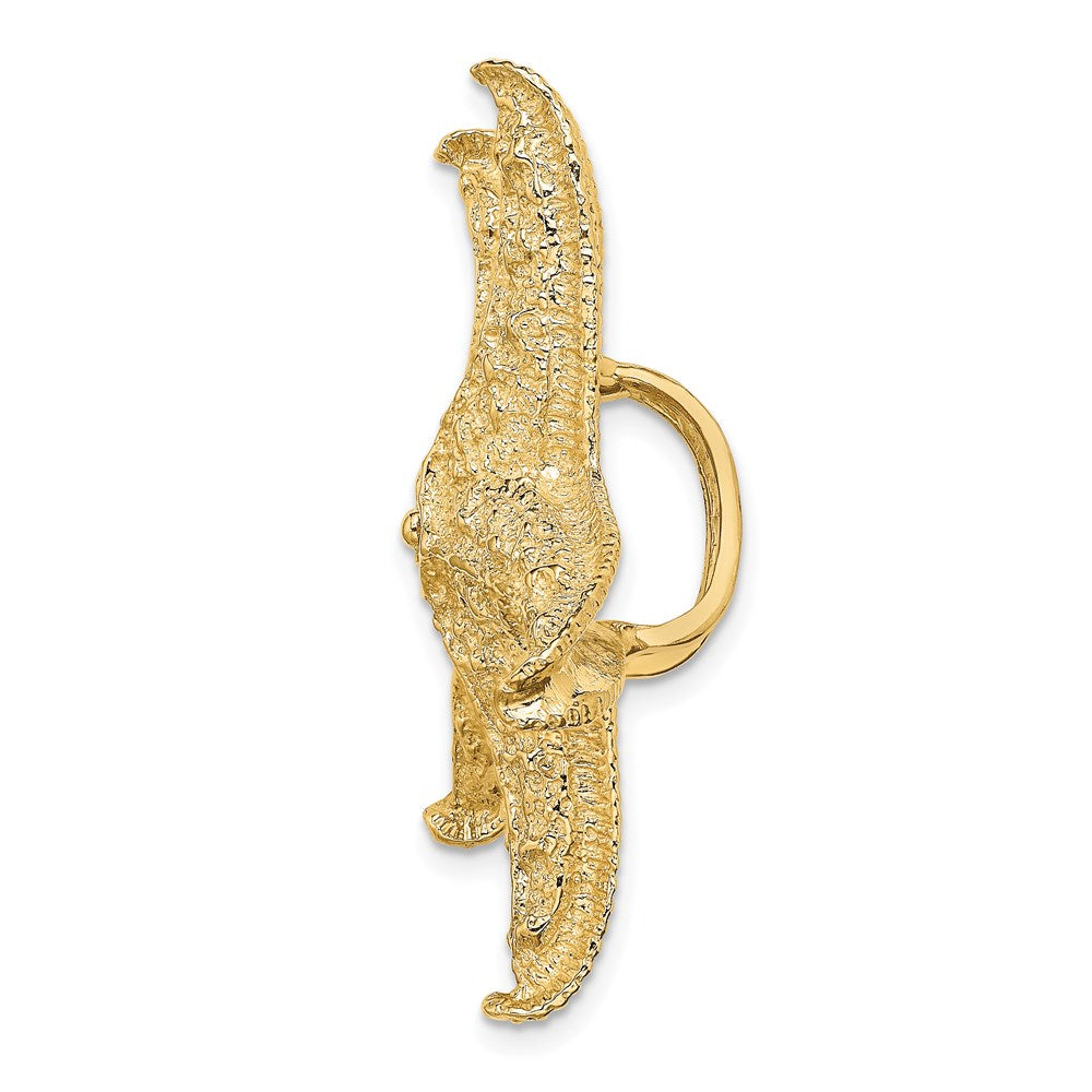 14k Large Textured Starfish Omega Slide