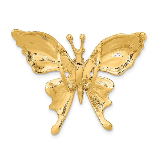 14k Polished and Beaded Butterfly Omega Slide