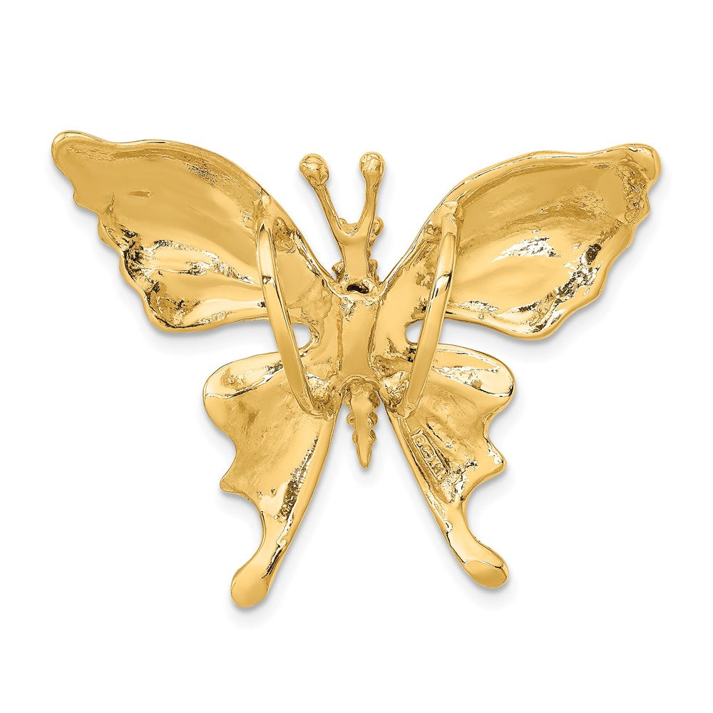 14k Polished and Beaded Butterfly Omega Slide