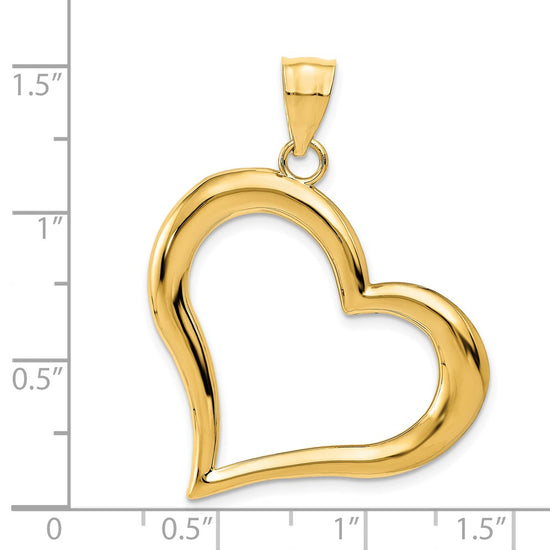14K Polished Open Dangling Heart Pendant