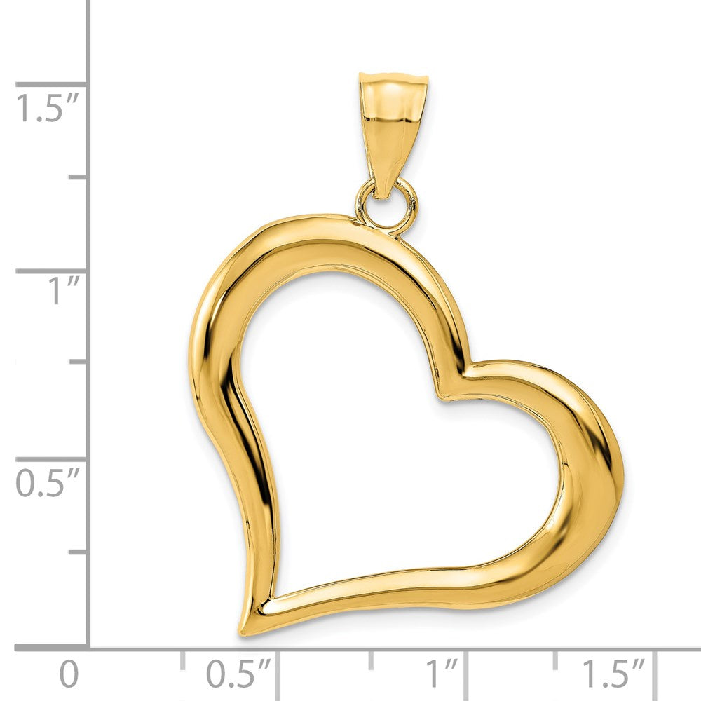 14K Polished Open Dangling Heart Pendant