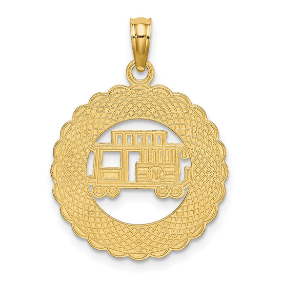 14k GATLINBURG TENNESSEE with Trolley Car in Circle Charm