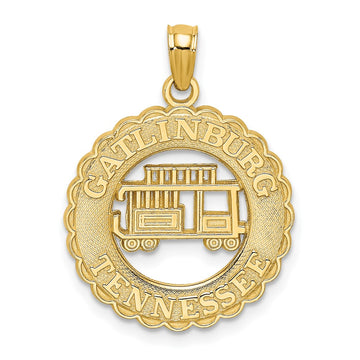 14k GATLINBURG TENNESSEE with Trolley Car in Circle Charm