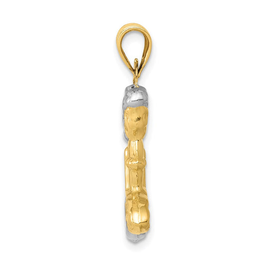 14K with White Rhodium 3-D Mermaid Pendant