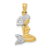 14K with White Rhodium 3-D Mermaid Pendant