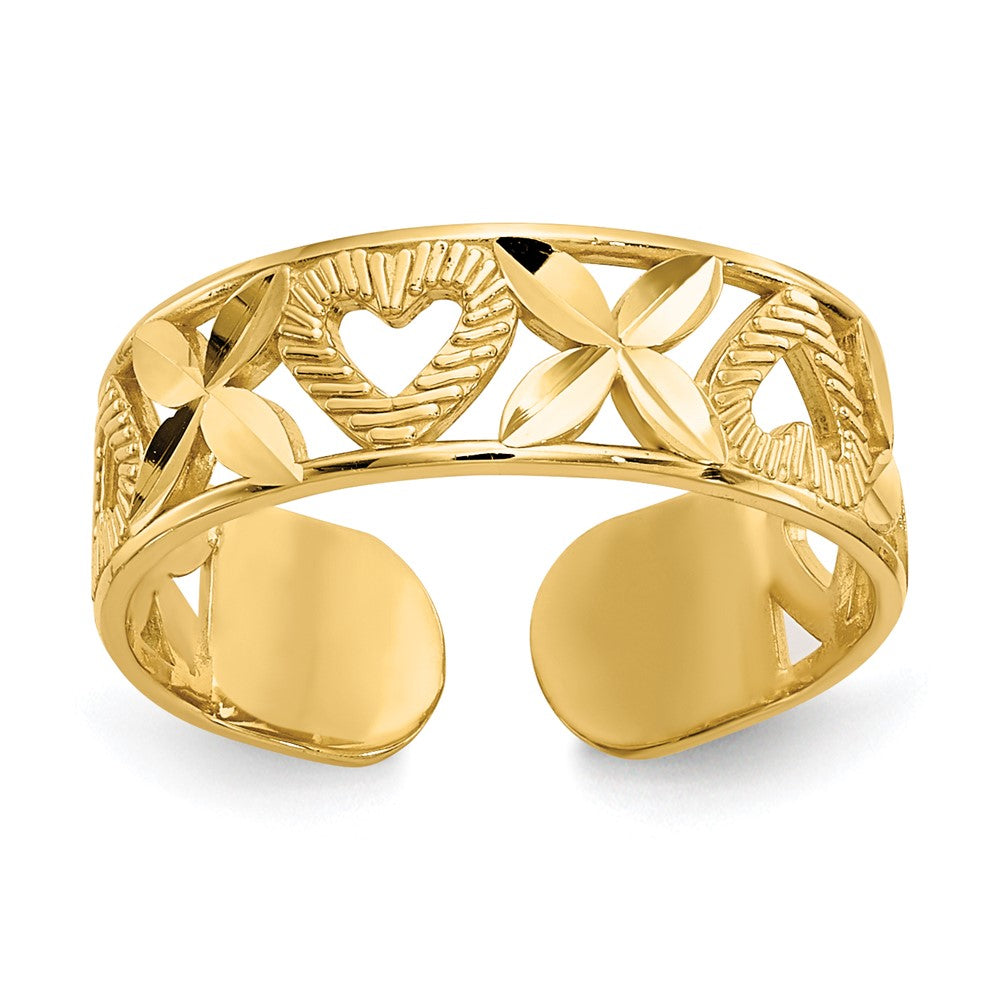 14k Diamond-cut  X & Heart Toe Ring