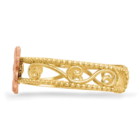 14k Two-tone Flower Toe Ring
