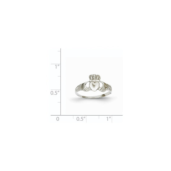 14k White Gold Ladies Claddagh Ring