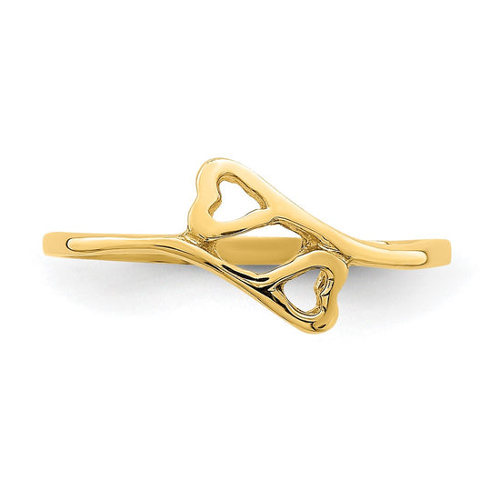 14k Double Heart Size 3 Baby / Childs Bypass Ring