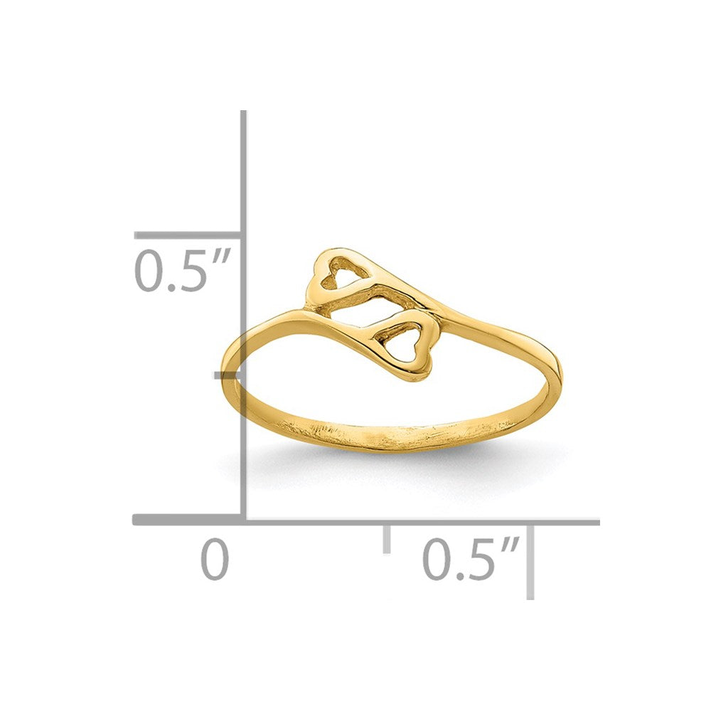 14k Double Heart Size 3 Baby / Childs Bypass Ring