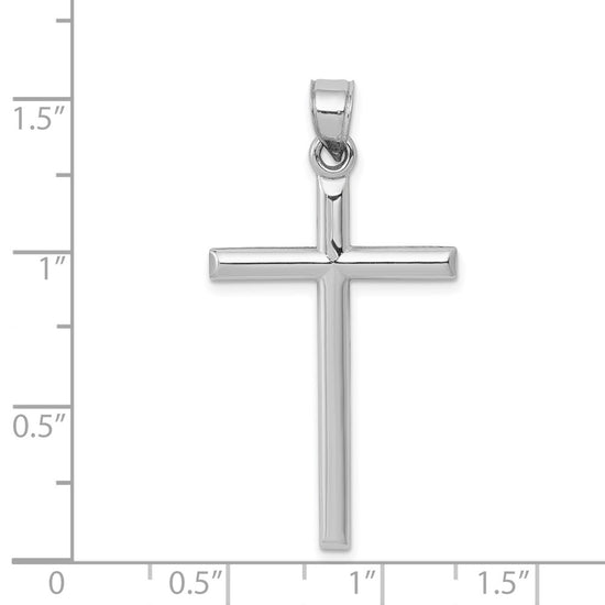 14k White Gold Hollow Cross Pendant