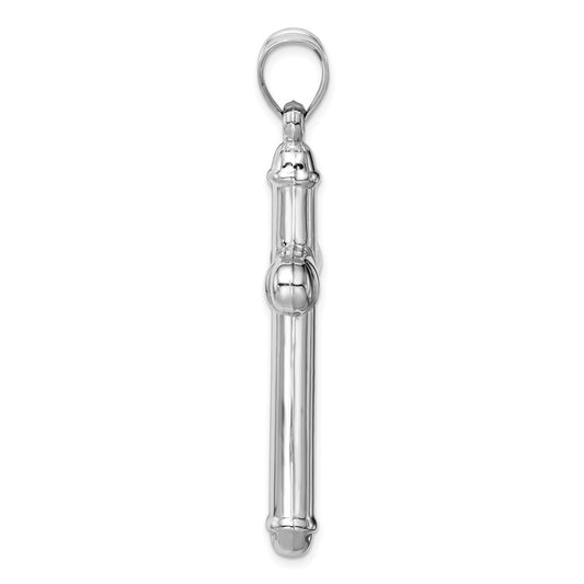 14k White Gold Hollow Cross Pendant