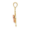 14k Two-tone Diamond-cut Rose Plumeria Turtle Pendant