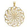 14k and White Rhodium Diamond-cut Fancy Swirl Pendant