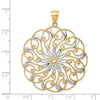 14k and White Rhodium Diamond-cut Fancy Swirl Pendant