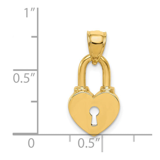 14K Polished Heart Lock Charm