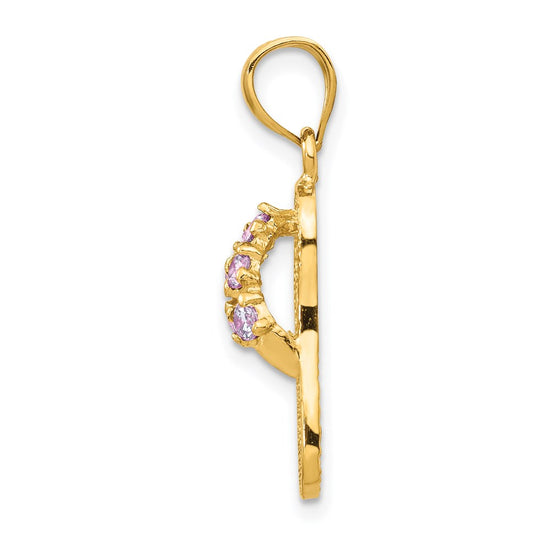 14k 3-D February/Purple CZ Birthstone Flip Flop Pendant