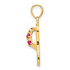 14k 3-D July/Red CZ Birthstone Flip Flop Pendant