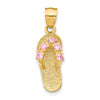 14k 3-D October/Pink CZ Birthstone Flip Flop Pendant