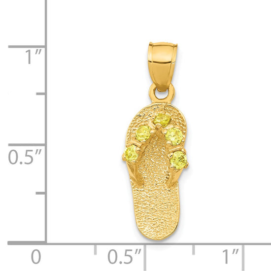 14k 3-D November/Yellow CZ Birthstone Flip Flop Pendant