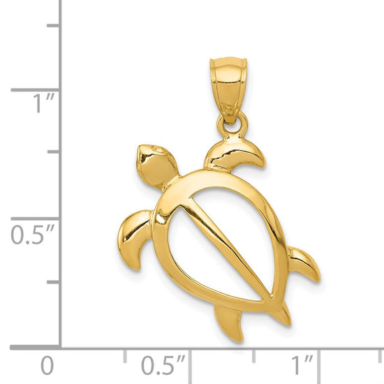 14k Large Open Turtle Pendant