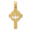 14k Satin Diamond-cut Dove Cross Charm